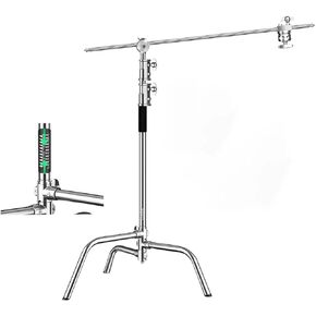 C Stand Stand Hight Duty Stain Feethography Stand مع Buffer Spring 210cm/6.9ft Max Height و 88cm Holding Arm 2 Grip Head for Studio Lighting Softbox عاكسات Flash Monolights