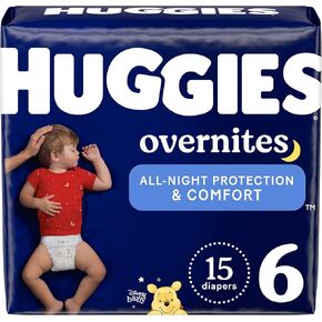 HUGGIES Nighttime Baby Diapers Overnites, White, Size 3 , 24 Count