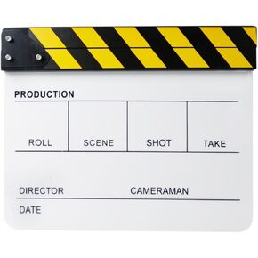 Film Movie Clapboard Video TV Clapper Board, Professional, Acrylic Cut Action Scene Clap Board Movie Theater Props Decor