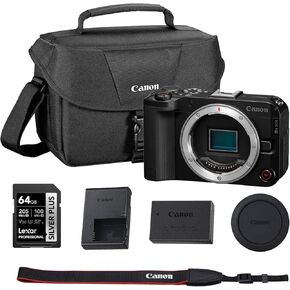 Canon EOS R50 V APS-C Mirrorless Interchangeable Lens Hybrid Camera with RF-S 14-30mm f/4-6.3 is STM PZ Lens Bundle and 64GB Memory Card + UV Filter + Camera Bag (5 Items)