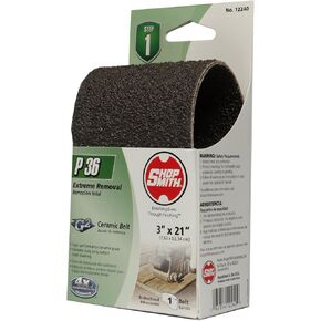 Shopsmith 12240 36 Grit Ceramic Sanding Belts (1 Pack), 3" x 21"