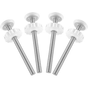 4 Pack 8MM Baby Gate Threaded Spindle Rod, Baby Gate Replacements Parts Kit for Pet & Dog Pressure Mounted Safety Gates - Extra Long Wall Mounting Accessories Screws Rods Adapter Bolts (White)