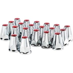 33mm X 2-34 inch Chrome Plastic Nut Covers WFlange Push On Red Reflector