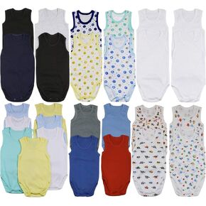 ToBeInStyle Baby Boys' 4 Pack Tank Top One-Piece Bodysuit - Assorted Colors and Prints - 1 Year Old