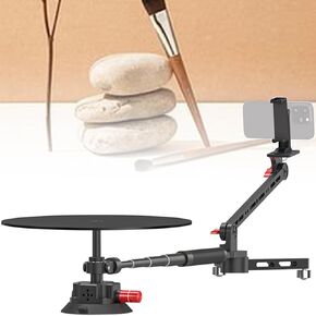 360° Spinning Camera Rig, 360 Degree Spinner with 43.3in Extension Poles, Professional Small Photography Turntable Rotating Camera Slider, Rotating Platform Shooting Suction Cup Base