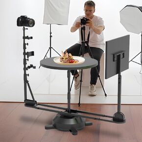360 Degree Photography Rotating Platform, Panoramic Spinning Platform, Professional Photography Turntable, Adjustable Tilt Angle and Lifted, for Shooting Bullet-time (Electric)