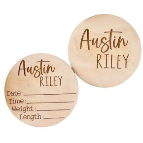Personalized Newborn Name Announcement Sign for Hospital - Double Sided - Wood Birth Announcement Sign - Name Baby Announcement Sign Customized Gender Neutral (Double Sided)