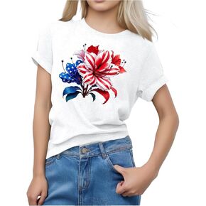 Patriotic Shirts for Women American Flag Shirt 4Th of July Tshirt Graphic Tees Casual Short Sleeve Tee Tops