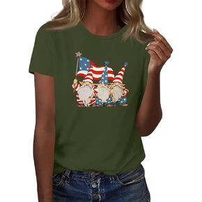 American Flag Shirts for Women 4Th of July Tshirt Funny USA Print Tees Patriotic Casual Tee Short Sleeve Tops