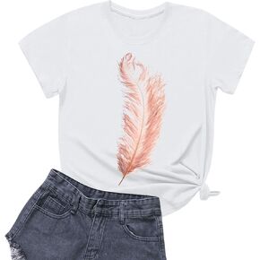 Oversized Tshirts for Women Crop Tops Blouses Workout Womens Tshirt Graphic Tee Tunic Tops Cotton Blouses for Women