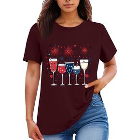 Womens 4Th of July Party in The USA T-Shirt Independence Day Shirt Funny Patriontic Graphic Short Sleeve Tees Tops