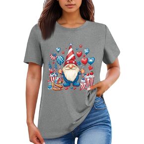 Patriotic Shirt for Women USA Flag Basic Tees 4Th of July Tshirt Graphic Shirts Casual Short Sleeve Tee Tops