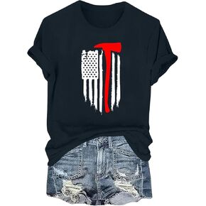 Patriotic Shirts for Women USA Flag Shirt 4Th of July Tshirt Graphic Tees Casual Short Sleeve Tee Tops