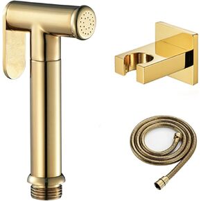 Handheld Bidet Sprayer Kit Gold, Bidet Sprayer with Hose and Braket Brass Bidet Sprayer for Toilet, Bidet Sprayer for Personal Washing, Pets Shower, Wall Mount,A