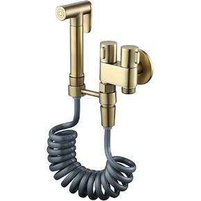 Bidet Sprayer for Toilet Brushed Gold, Handheld Bidet Sprayer with Hose, Brass Handheld Sprayer Kit, Cloth Diaper Sprayer Set, Shower Sprayer for Pet, Wall Mount