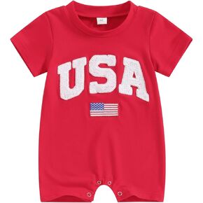 First Birthday Outfit Boy Embroidery Space Rocket Romper Short Sleeve Bodysuits Jumpsuits Baby Summer Clothes
