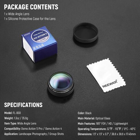 NEEWER Variable ND Filter Compatible with DJI Osmo Action 5 Pro & Action 4, ND8-32 (3-5 Stops) Screw On Neutral Density Lens Filter Multicoated HD Optical Glass Action Camera Accessories in Kuwait