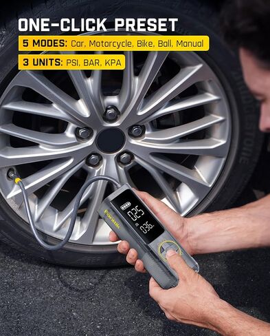 Fanttik X8 APEX Tire Inflator Portable Air Compressor, 1 Min Fast Inflation, 150PSI Cordless Tire Inflator with LED Dual Screen, Suitable for Car, Bike, Motorcycle, Up to 26.3″ Tires, Mechanical Gray in Saudi Arabia