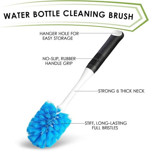 Water Bottle and Dish Scrub Brush Kit, 3-Piece Set, Cleaning Brushes for Kitchen Use, Non Slip Long Handle for Basins, Sinks, Dishwashers, Pots, Cups, Round Head in Kuwait