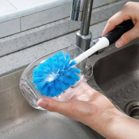 Water Bottle and Dish Scrub Brush Kit, 3-Piece Set, Cleaning Brushes for Kitchen Use, Non Slip Long Handle for Basins, Sinks, Dishwashers, Pots, Cups, Round Head in Kuwait