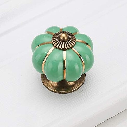 JD Pumpkin Ceramic مقابض 40 مم مقابض درج الأبواب خزانة مقابض أحادية الفتحة مقابض مع مقابض الأثاث مسامير - (اللون: أخضر) in Kuwait