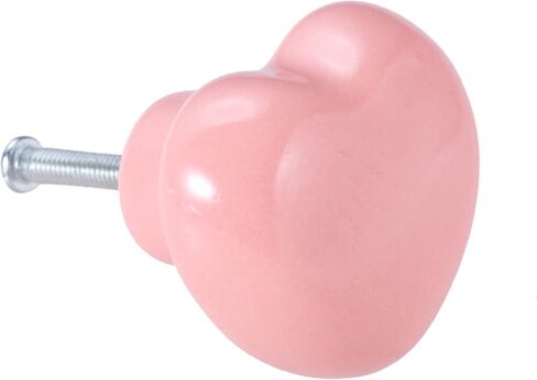 1Pc Pink Heart Shaped Ceramic Door Knobs Cabinet Drawer Dresser Cupboard Kitchen Furniture Kid's Room Decorative Pulls Handles - (Color: Heart-shaped) in Saudi Arabia