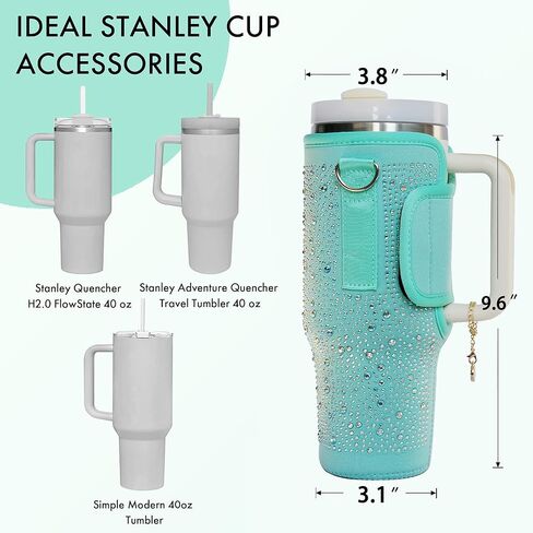 حقيبة كأس ستانلي سعة 40 أونصة، حقيبة حامل زجاجة مياه مع حامل بهلوان بحزام قابل للتعديل لإكسسوارات كأس ستانلي حقيبة ظهر ستانلي للكوب (أرجواني) in Kuwait