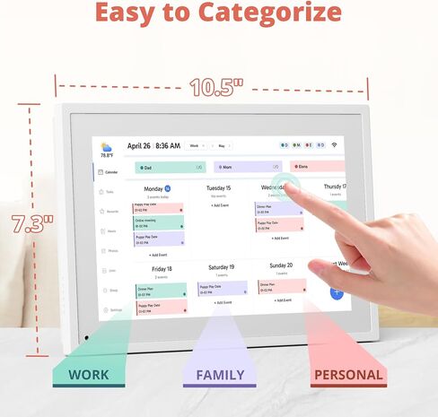 Digital Calender 15.6 Inch Smart Wall Calender, Touchscreen Electronic Calender Planner for 2025 Family Chore Chart Rewards and Schedules, Interactive Display, APP Access, Wall Mount or Stand in Kuwait