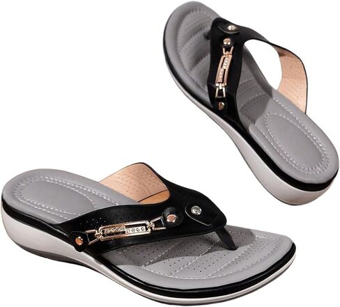 Sweatyrocks للنساء Pu Leather في الهواء الطلق Thong Thong Open Open Toe Gym Wildges Flops Flops in Saudi Arabia