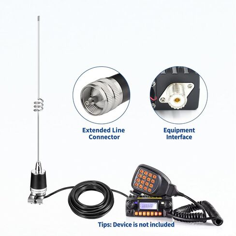 Bingfu VHF Nmo هوائي ثنائي النطاق VHF UHF 136-174 ميجا هرتز 400-470 ميجا هرتز مع خسارة منخفضة 16.5 قدم RG58 كابل تثبيت قوس الشفاه جبل هوائيات لسيارة شاحنة موبايل هام راديو راديو الهواة راديو البحرية VHF in Saudi Arabia
