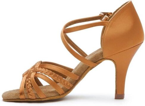 Women's Latin Dance Shoes Jazz Tango Performance Ballroom Waltz Salsa Satin Tan, #2360B, 4.5-11 in Saudi Arabia