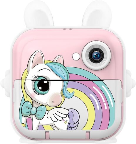 Kids Camera Instant Print Girls Boys, 2,4" HD 1080P, 32GB Card, with Photo Paper and Colored Pens, Instant Camera Holiday Birthday Gifts, Printable Toddler Portable Travel Print Toy (Pink) in Kuwait