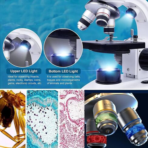 Compound Trinocular Microscope, 40x-5000x Magnification, Digital Laboratory Trinocular Compound Led Microscope with E-Eyepiece/360° Rotation/Mechanical Stage,White in Saudi Arabia