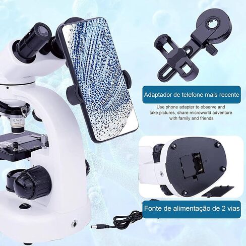 Compound Trinocular Microscope, 40x-5000x Magnification, Digital Laboratory Trinocular Compound Led Microscope with E-Eyepiece/360° Rotation/Mechanical Stage,White in Saudi Arabia