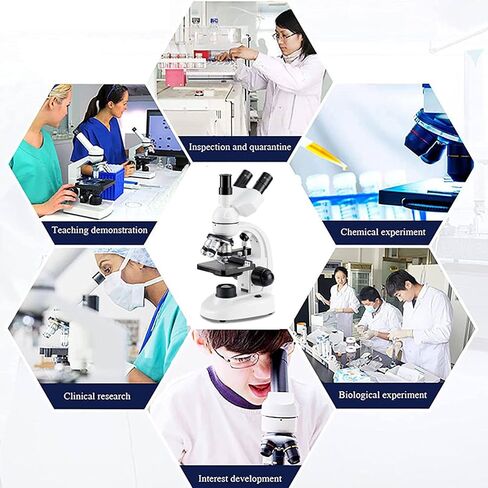 Compound Trinocular Microscope, 40x-5000x Magnification, Digital Laboratory Trinocular Compound Led Microscope with E-Eyepiece/360° Rotation/Mechanical Stage,White in Saudi Arabia