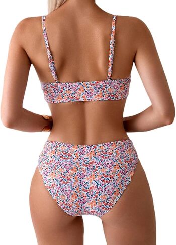 Women's Swimsuit Two Piece Floral Print Midi-Waisted Slimming Bikini Set Beach Bathing Suit Swimwear in Saudi Arabia