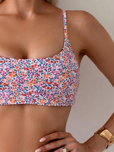 Women's Swimsuit Two Piece Floral Print Midi-Waisted Slimming Bikini Set Beach Bathing Suit Swimwear in Saudi Arabia