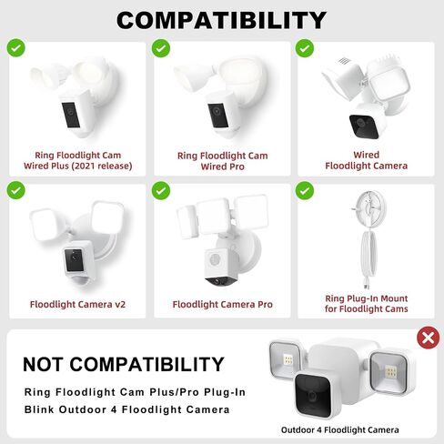 Eave Mount for Ring Floodlight Cam Wired, Ring Smart Lighting Floodlight Wired, Blink/Roku Wired Floodlight Camera - White in Saudi Arabia