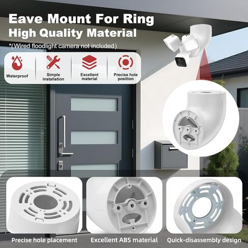 Eave Mount for Ring Floodlight Cam Wired, Ring Smart Lighting Floodlight Wired, Blink/Roku Wired Floodlight Camera - White in Saudi Arabia