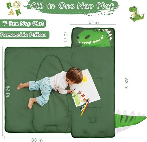 حصيرة قيلولة Mermaid لمرحلة ما قبل المدرسة مع وسادة قابلة للإزالة وحقيبة نوم للأطفال بطانية مع وسادة معززة بآلات خياطة ، قابلة لليخانة ، ناعمة للرعاية النهارية ، السفر ، التخييم 53 "x21" in Kuwait