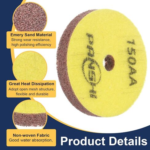 HARFINGTON 2pcs Diamond Sponge Polishing Pads 3" Dia 150 Grit Emery Sand Fiber Polishing Pad Wet Use Buffing Pad for Stone Concrete Marble Grinder Polisher Buffing Wheel, Yellow Brown in Saudi Arabia