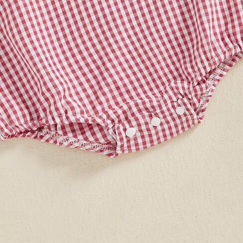 BeQeuewll 4th of July Baby Clothes Newborn Girl Boy Smocked Bubble Romper Flag Plaid Overalls Infant First 4th of July Outfit in Saudi Arabia