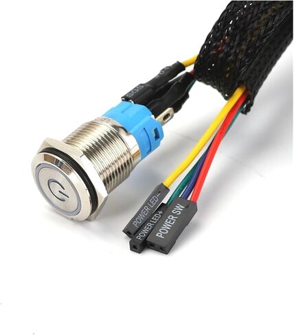 PC Host Start Power SW Button Switch Computer Reset SW Button Switch 3V-6V with 60cm Motherboard Cable DIY(Sliver PC Power,16MM_LED Orange) in Saudi Arabia