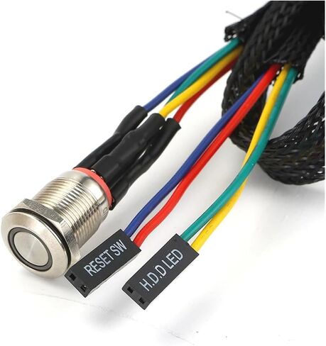 PC Host Start Power SW Button Switch Computer Reset SW Button Switch 3V-6V with 60cm Motherboard Cable DIY(Sliver PC Power,16MM_LED Orange) in Saudi Arabia