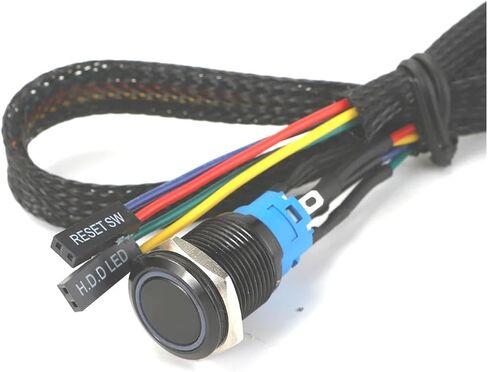 PC Host Start Power SW Button Switch Computer Reset SW Button Switch 3V-6V with 60cm Motherboard Cable DIY(Sliver PC Power,16MM_LED Orange) in Saudi Arabia