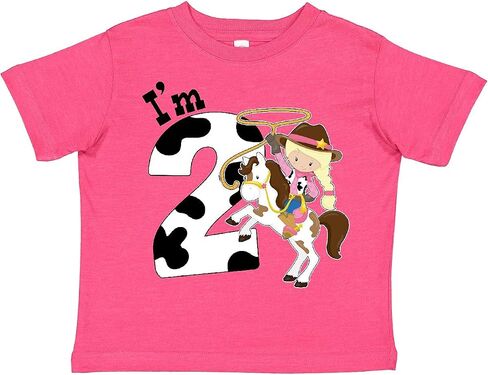 inktastic I'm Two-Cowgirl Riding Horse Birthday Toddler T-Shirt in Saudi Arabia