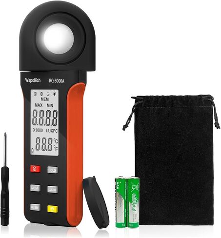 Light Meters, 5000A High-Precision Digital Lux Meter, 1 to 400,000 Lux Wide Ran, Lux/Fc Unit Switch, MAX/MIN Recording, Built-in Display(Yellow) in Kuwait