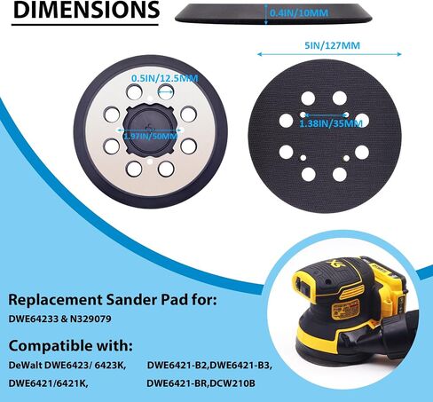 2 Pack Sander Replacement Pads, 5 Inch Metal Sanding Pad Competible with DEWALT DWE6423, 6423K, DWE6421, 6421K, DCW210B Random Orbit Sanders, DWE64233 N329079 Replacement Sander Pad in Kuwait