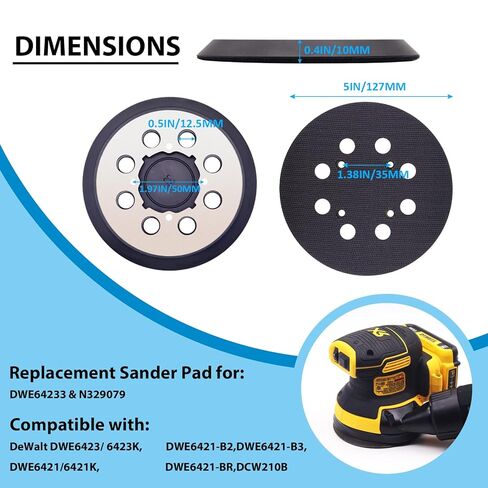 2 Pack Sander Replacement Pads, 5 Inch Metal Sanding Pad Competible with DEWALT DWE6423, 6423K, DWE6421, 6421K, DCW210B Random Orbit Sanders, DWE64233 N329079 Replacement Sander Pad in Kuwait