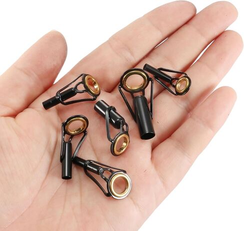 M METERXITY 30 Pack Fishing Rod Tip Repair Kit - Stainless Steel Ring Guide Replacement, Corrosion-Resistant, Apply to Fishing Rod (4.2-5.5mm Tube Dia, Black) in Saudi Arabia